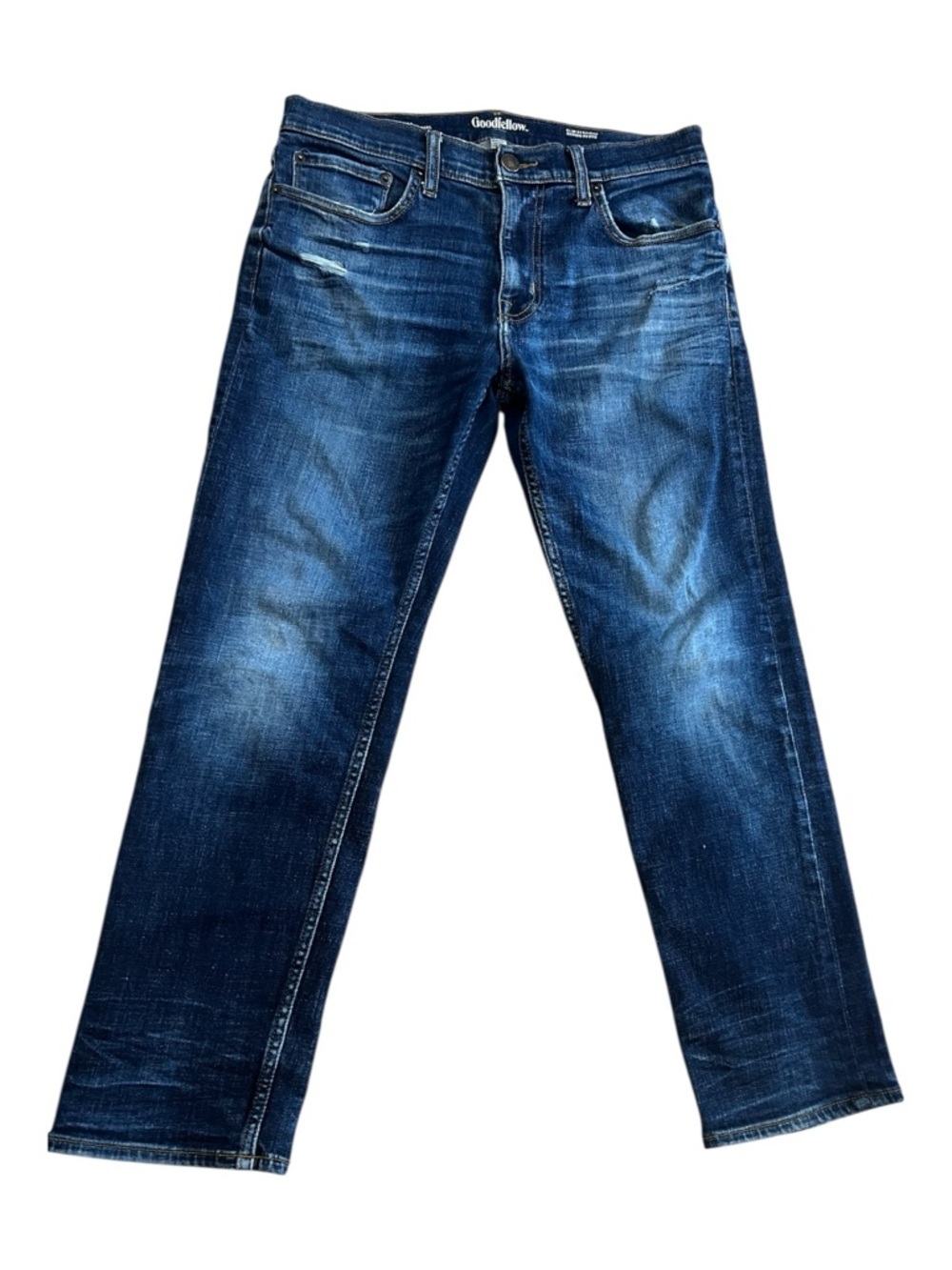 Goodfellow & Co Men's Blue Slim Straight Jeans with Faded Detail 32X30